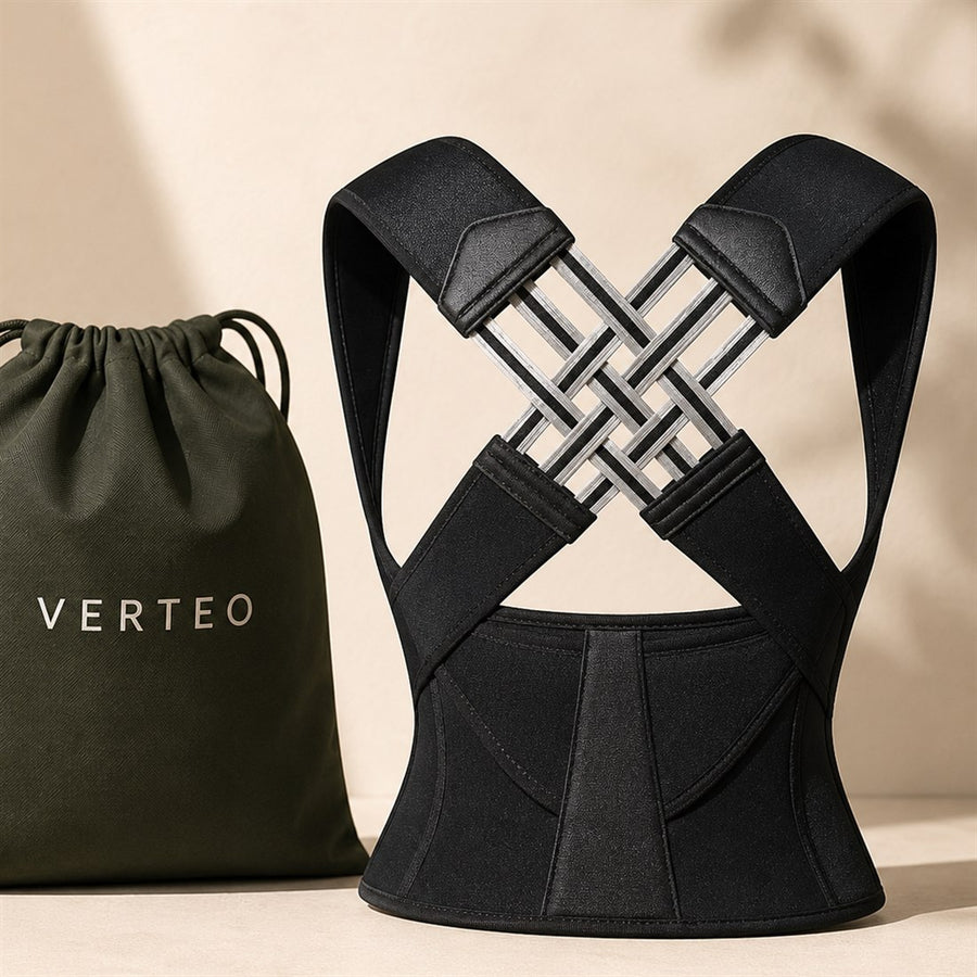 Corrector de postura Verteo con su bolsa de transporte VERTEO