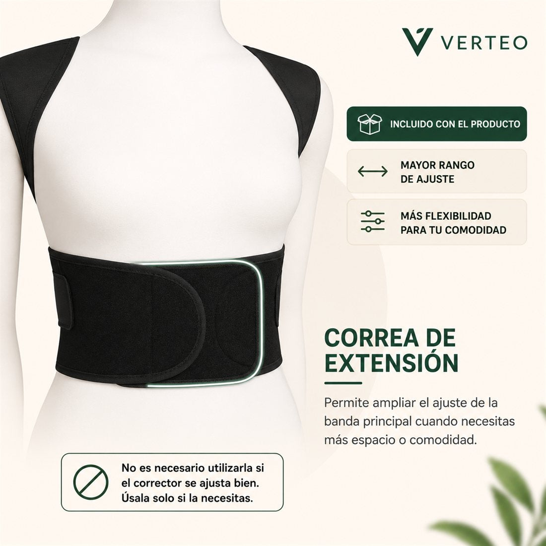 Correa de extensión incluida